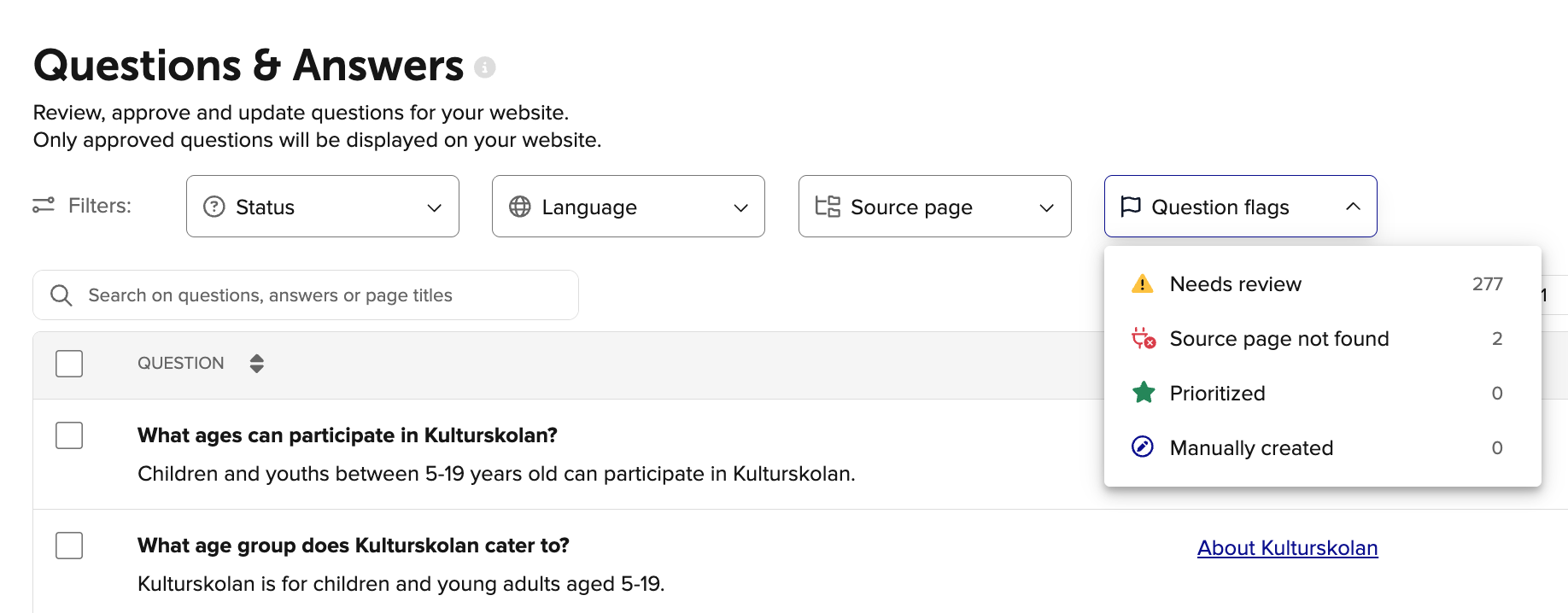 Questions and Answers generated by generative AI on rek.ai