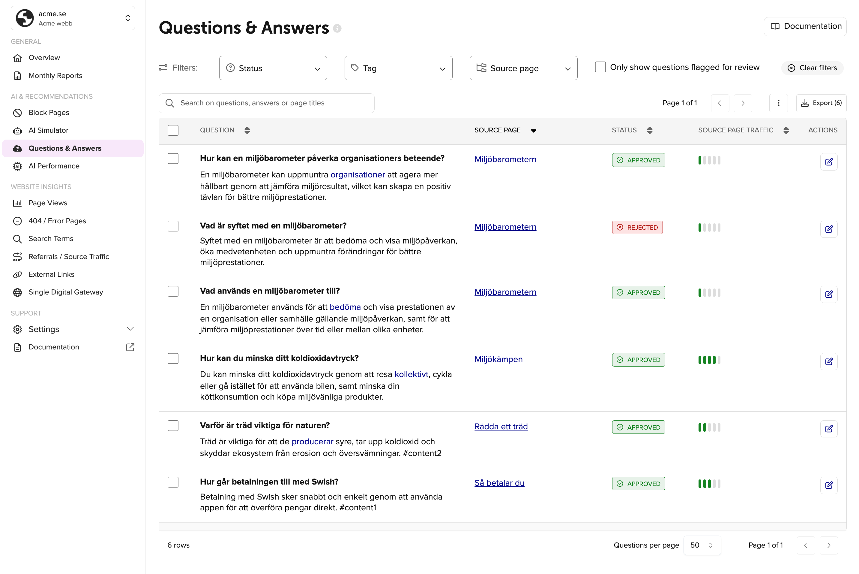 Questions and Answers generated by generative AI on rek.ai