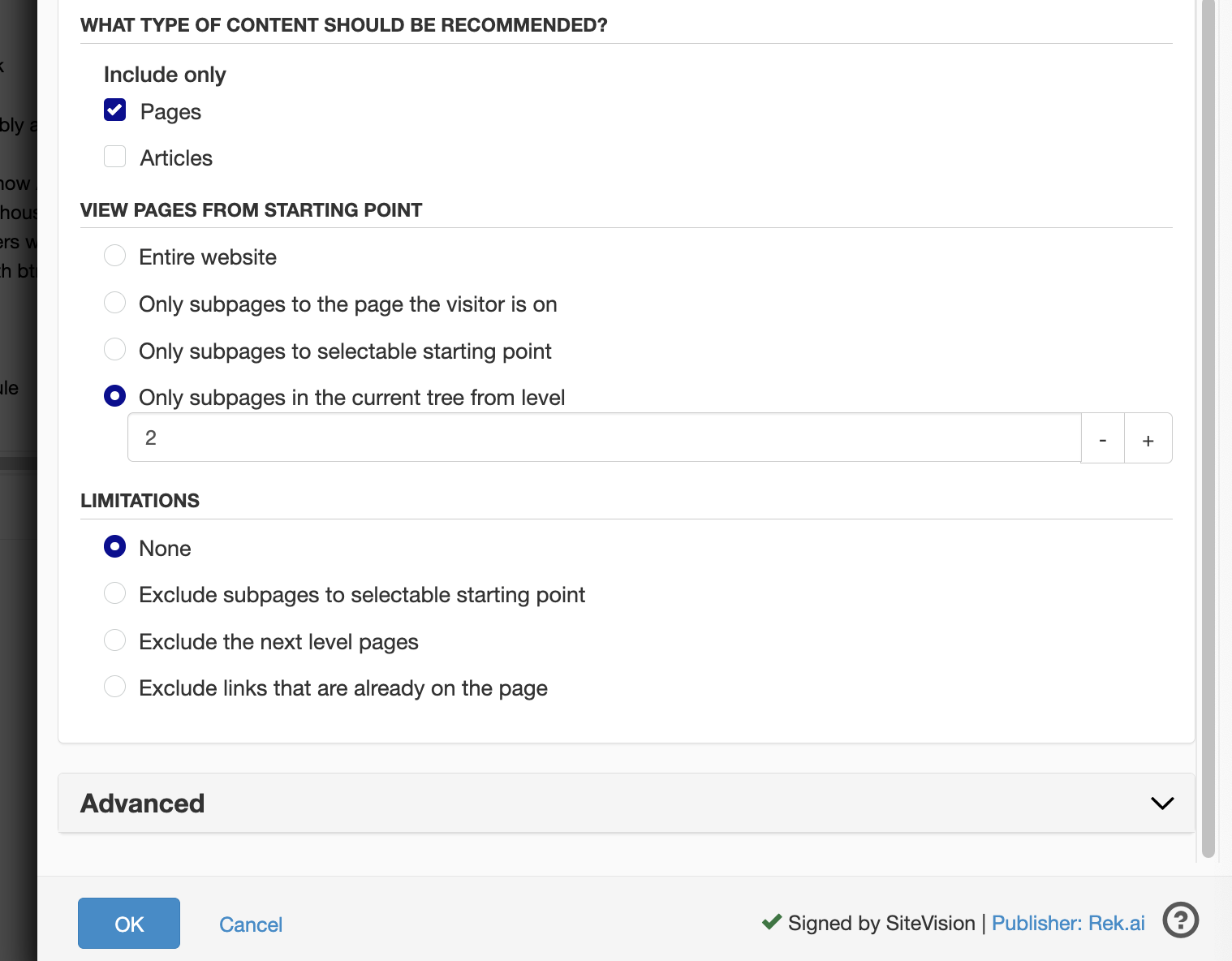 Filter Selection for related recommendations